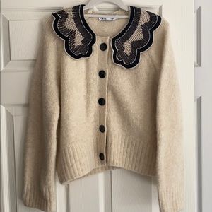 SOLD | zara cardigan with embellished collar
